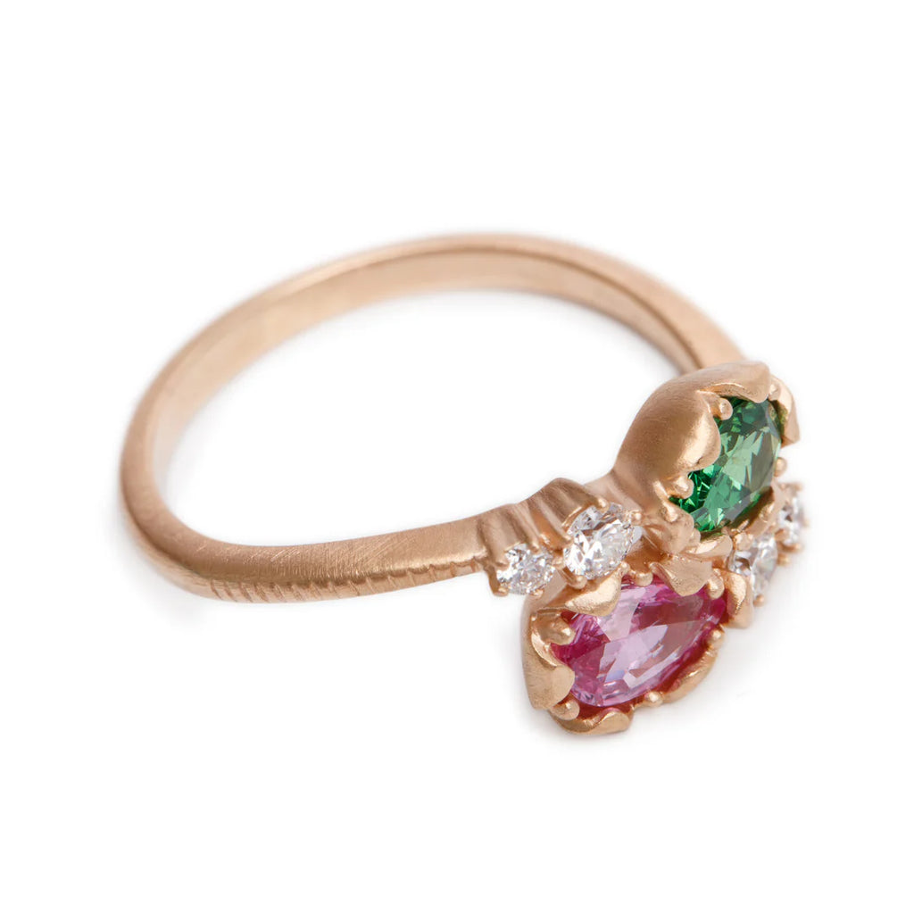 18k Rose Gold Tsavorite &amp; Pink Sapphire Ring, Size 8 Coeur Cult Core