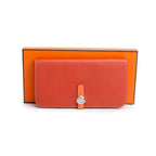 Saguine Crevette Swift Leather Dogon Long Wallet w/ Box