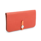Saguine Crevette Swift Leather Dogon Long Wallet w/ Box