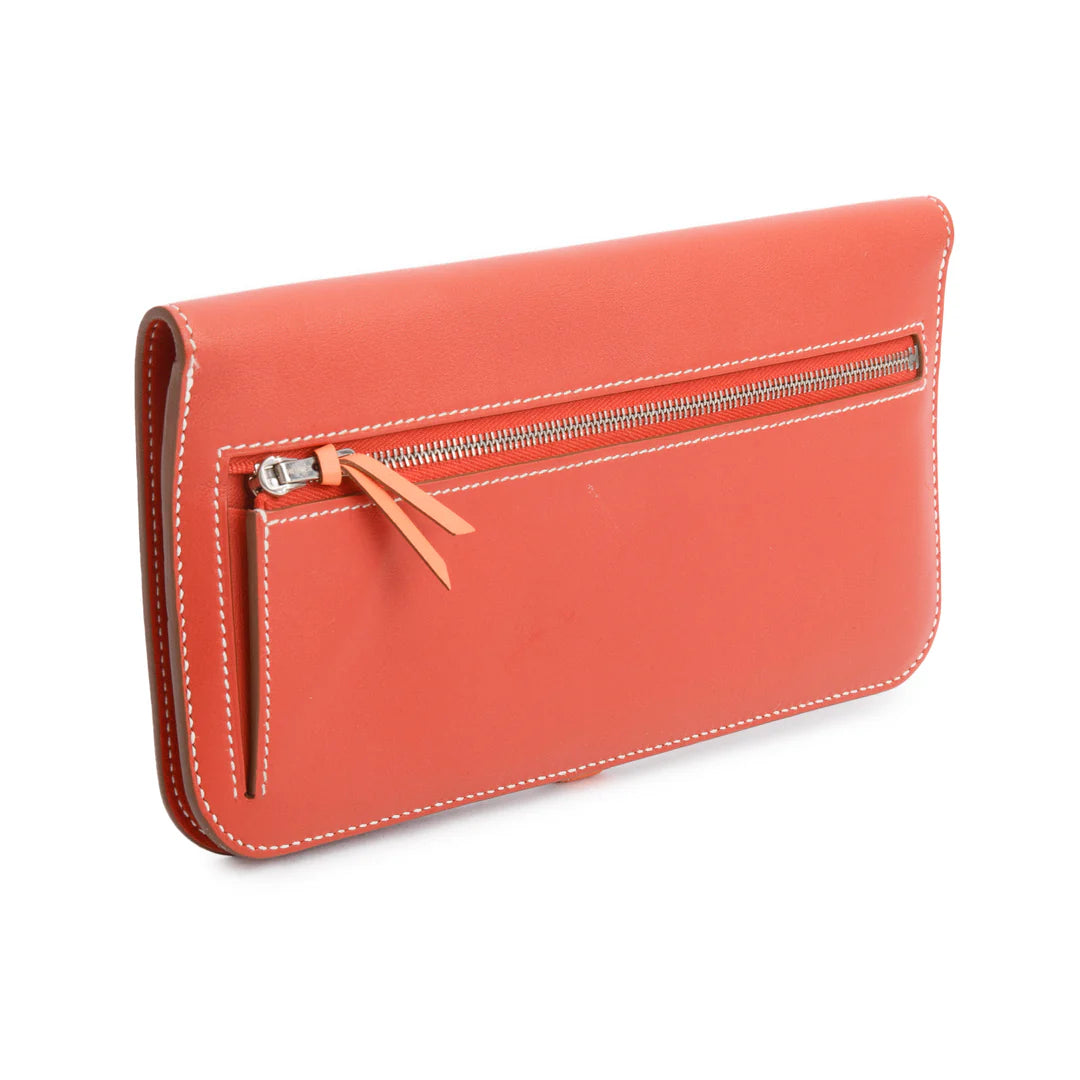 Saguine Crevette Swift Leather Dogon Long Wallet w/ Box