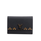 Black Taurillon Leather Capucines Compact Wallet w/ Box