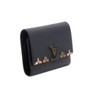 Black Taurillon Leather Capucines Compact Wallet w/ Box