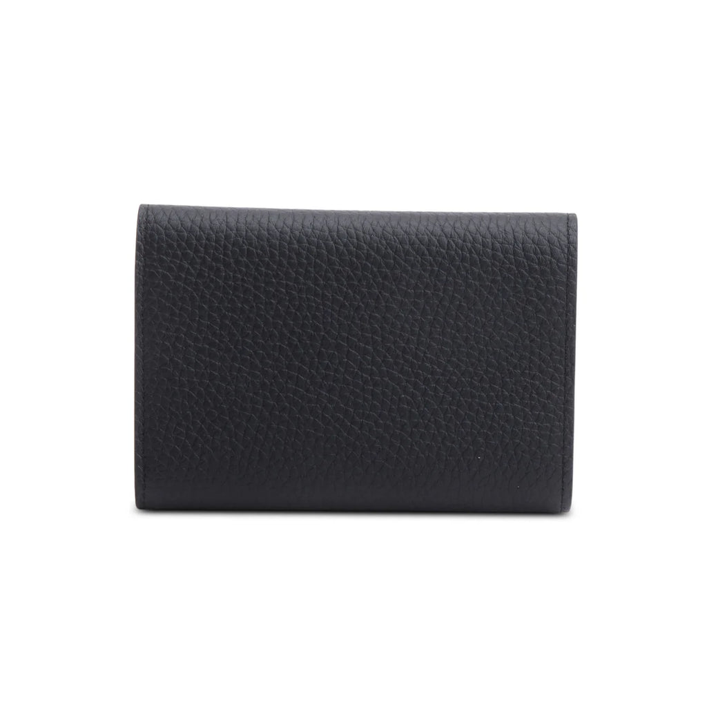 Black Taurillon Leather Capucines Compact Wallet w/ Box