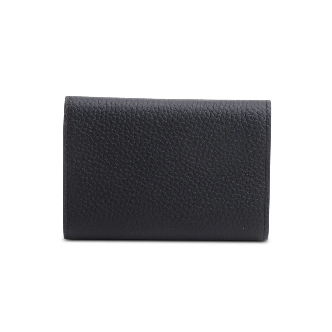 Black Taurillon Leather Capucines Compact Wallet w/ Box