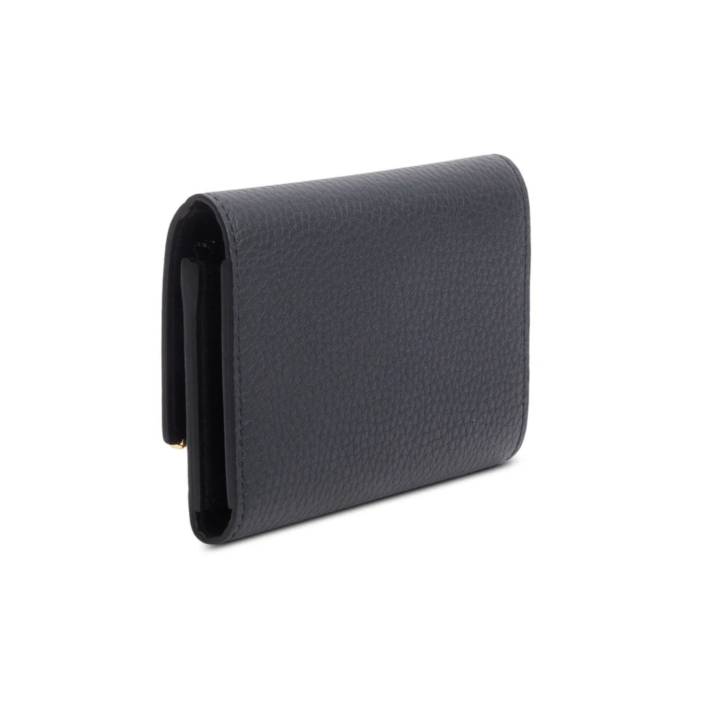 Black Taurillon Leather Capucines Compact Wallet w/ Box