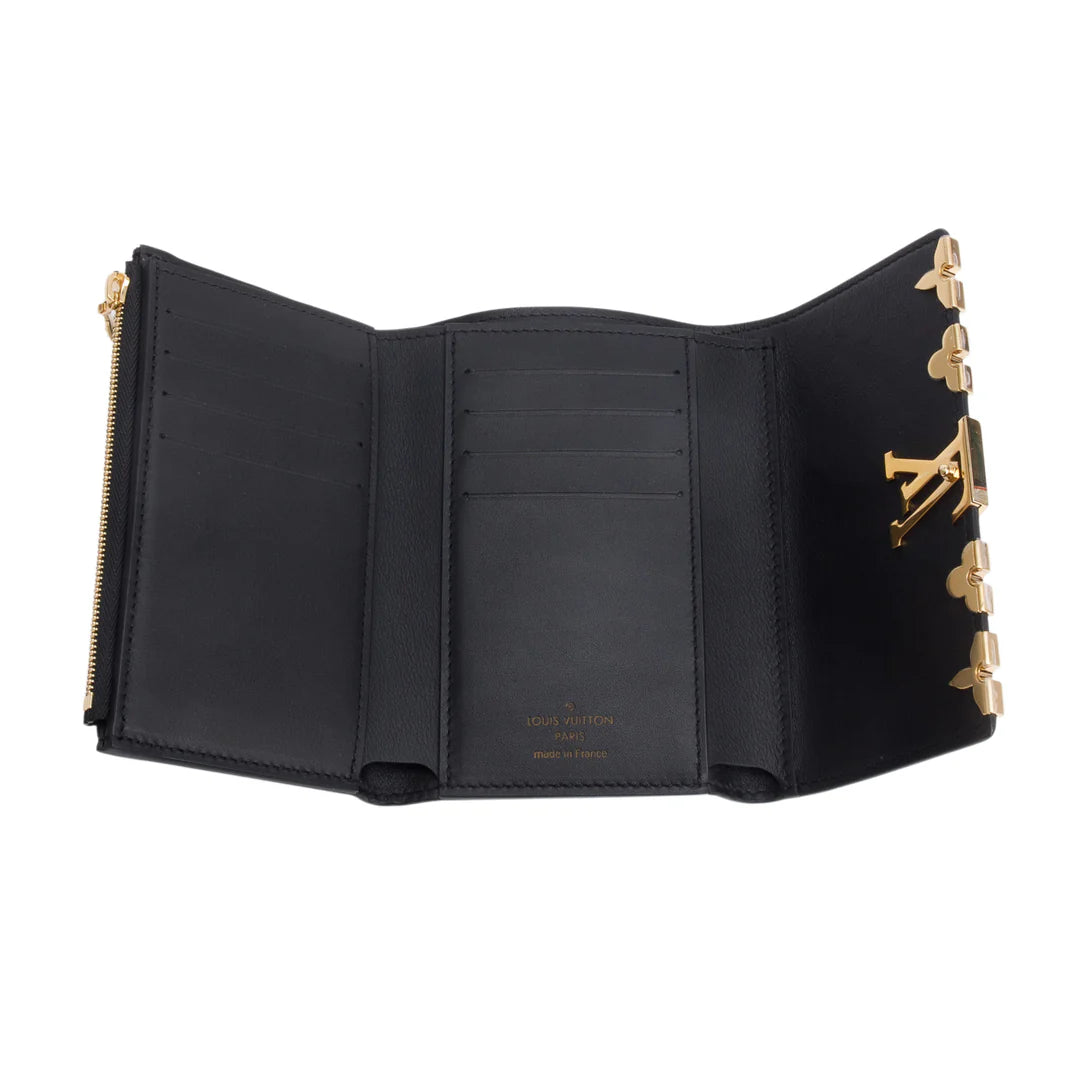 Black Taurillon Leather Capucines Compact Wallet w/ Box