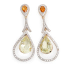 14k Yellow and White Gold Citrine &amp; Diamond Drop Earrings Coeur Cult Core
