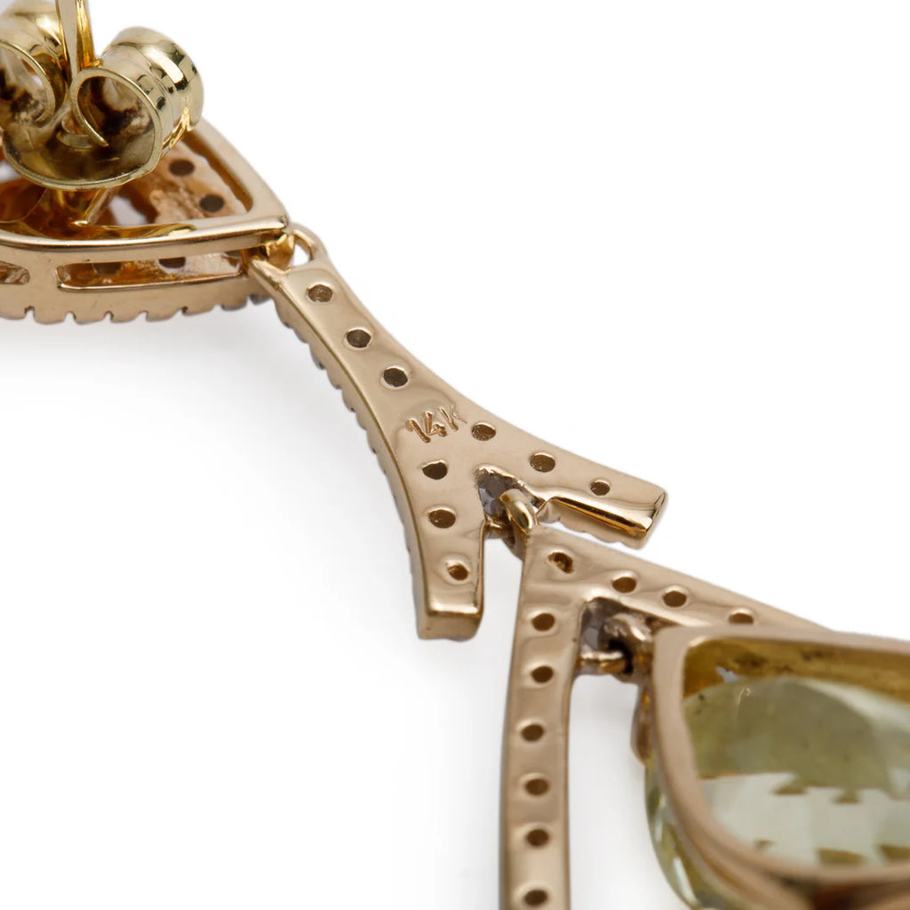 14k Yellow and White Gold Citrine &amp; Diamond Drop Earrings Coeur Cult Core
