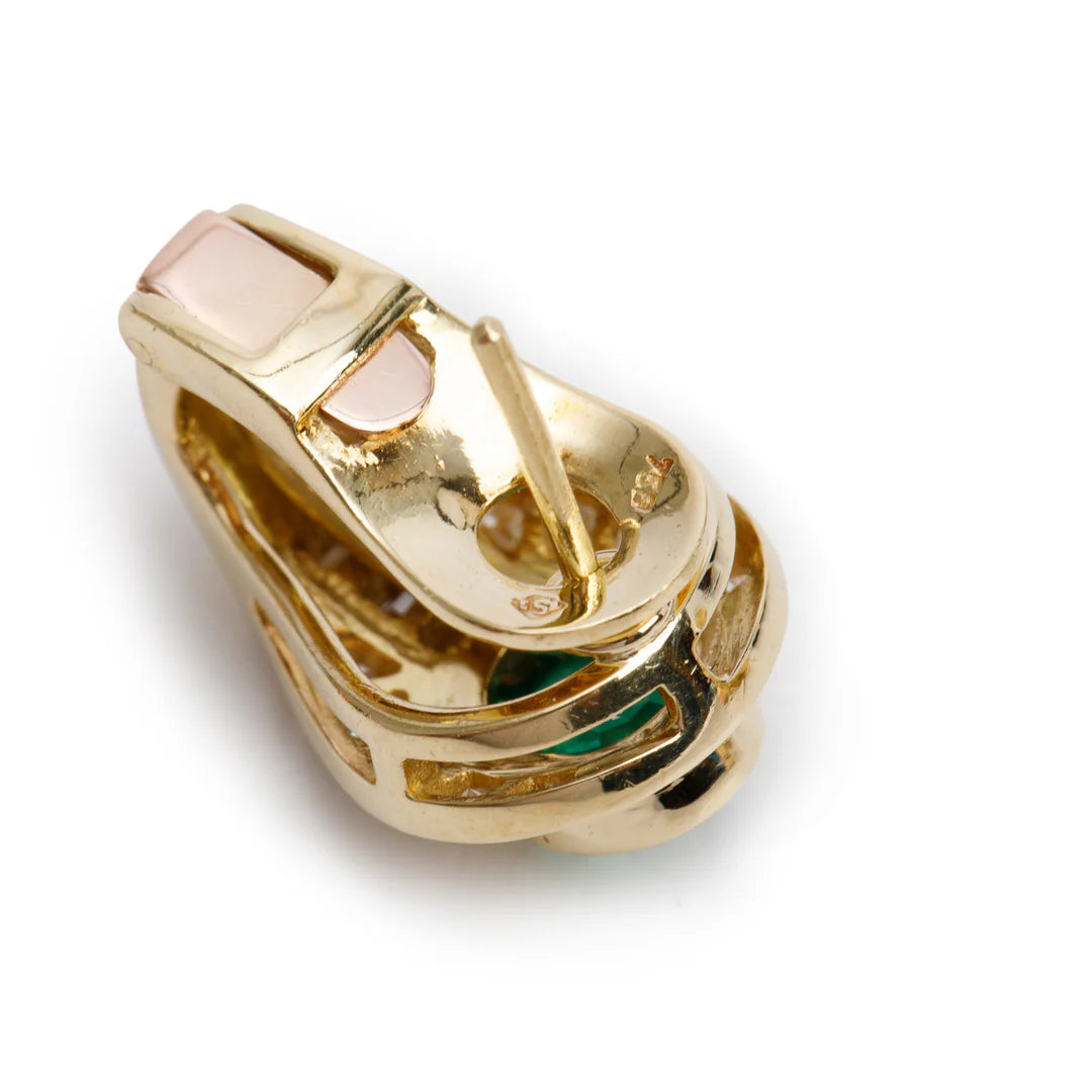 18k Yellow Gold Emerald and Diamond Earrings Coeur Cult Core