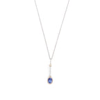 18k Yellow and White Gold Tanzanite &amp; Diamond Drop Pendant Necklace Coeur Cult Core
