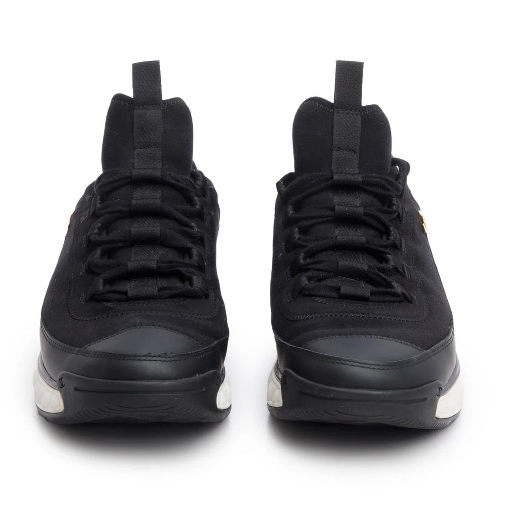 Black Canvas Calfskin Leather Trim CC Logo Sneakers, Men's Size 42