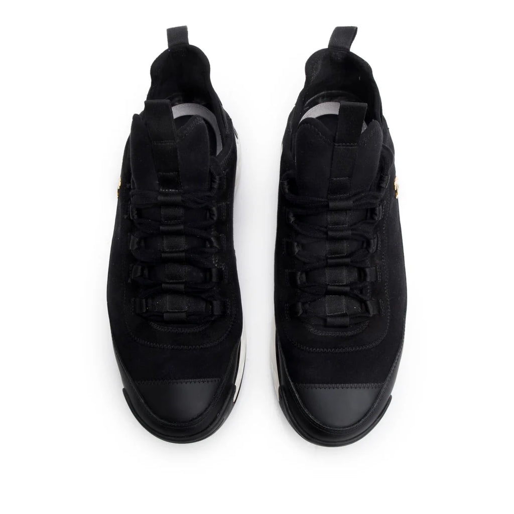 Black Canvas Calfskin Leather Trim CC Logo Sneakers, Men's Size 42