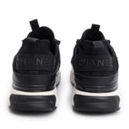 Black Canvas Calfskin Leather Trim CC Logo Sneakers, Men's Size 42