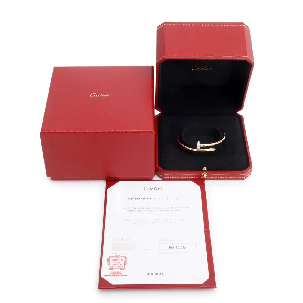 2023 18k Yellow Gold Juste Un Clou Diamond Bracelet, Size 16 w/ Box &amp; Certificate Coeur Cult Core