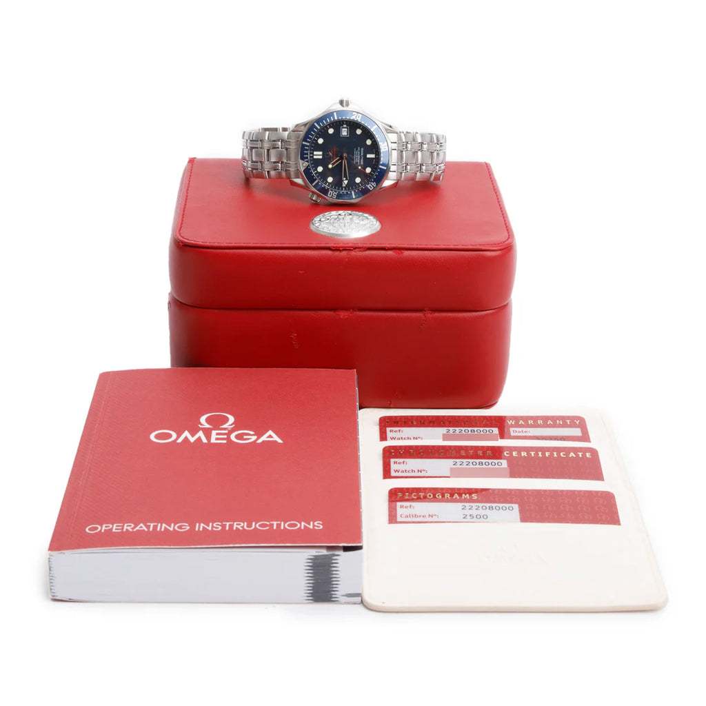 Stainless Steel James Bond Casino Royal Red Seamaster Diver 300M Professional Co-Axial Chronometer 41 MM Automatic Watch w/ Box &amp; Papers Coeur Cult Core