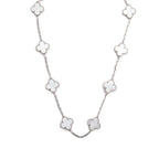 18k White Gold Vintage Alhambra 10 Motif Mother of Pearl Necklace Coeur Cult Core