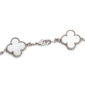 18k White Gold Vintage Alhambra 10 Motif Mother of Pearl Necklace Coeur Cult Core