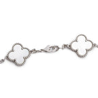 18k White Gold Vintage Alhambra 10 Motif Mother of Pearl Necklace Coeur Cult Core