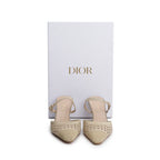 Beige/Gold Cannage Fabric Capture Slingback Pumps, Size 37 w/ Box