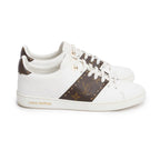 2021 White Calfskin Leather Monogram Canvas Frontrow Sneakers, Size 40