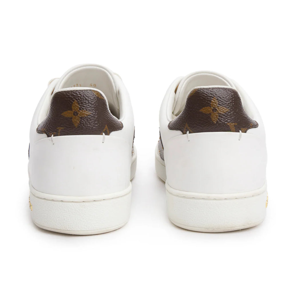 2021 White Calfskin Leather Monogram Canvas Frontrow Sneakers, Size 40