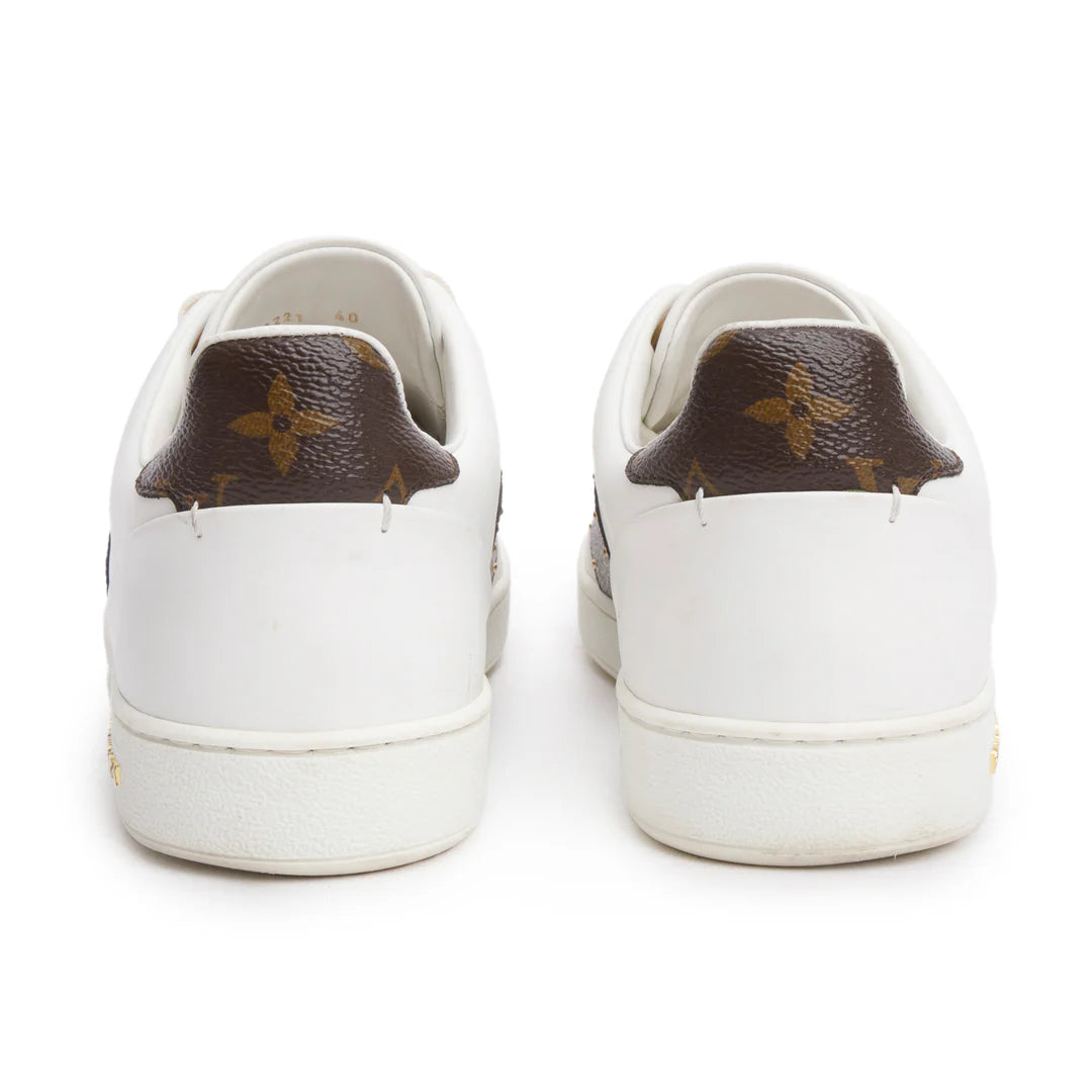 2021 White Calfskin Leather Monogram Canvas Frontrow Sneakers, Size 40