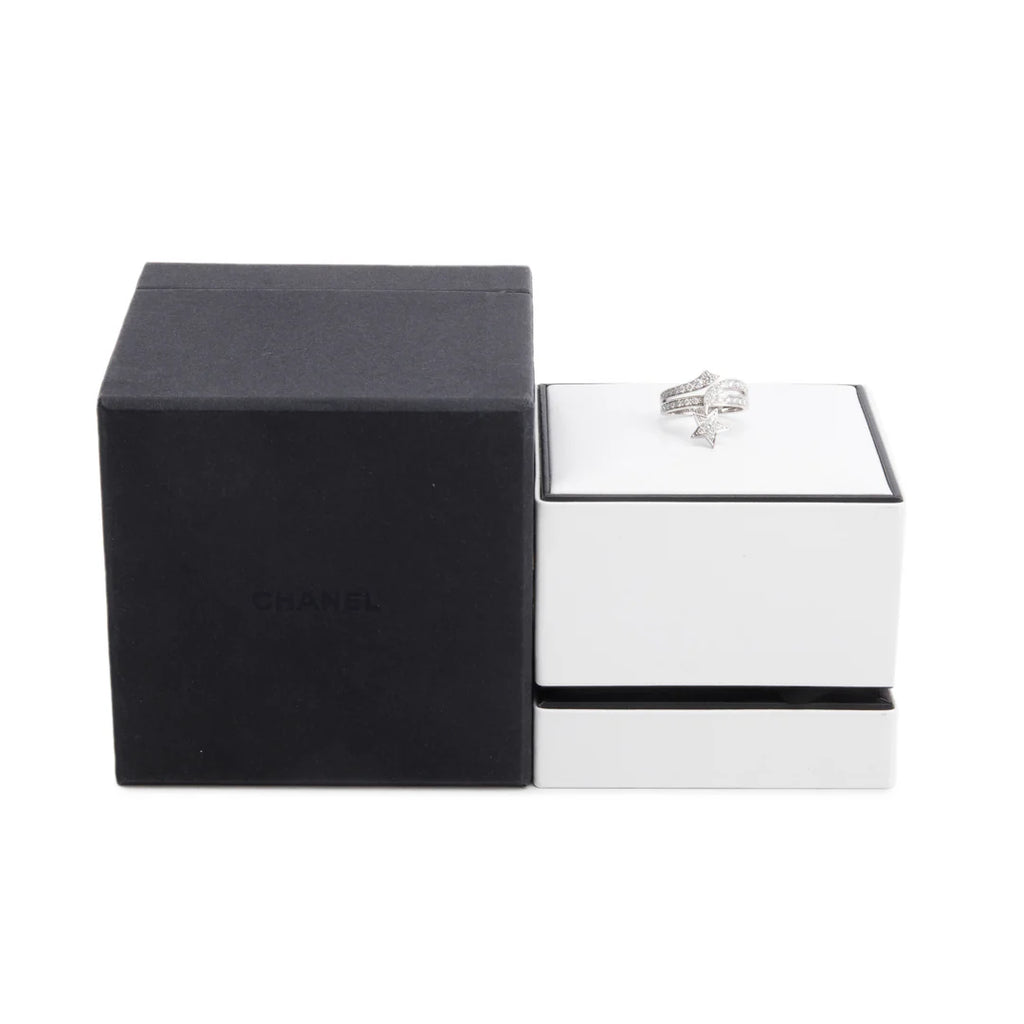 18k White Gold Diamond Etoile Filante Ring, Size 53 6.5 w/ Box Coeur Cult Core