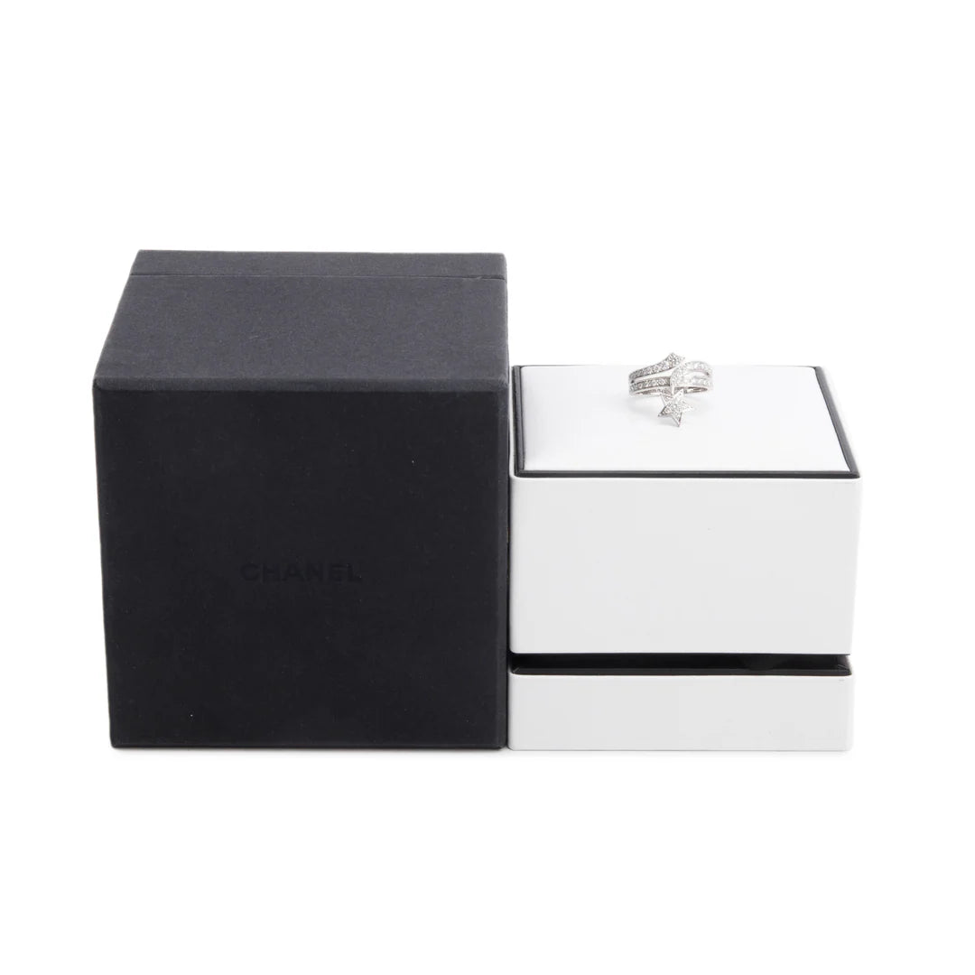 18k White Gold Diamond Etoile Filante Ring, Size 53 6.5 w/ Box Coeur Cult Core