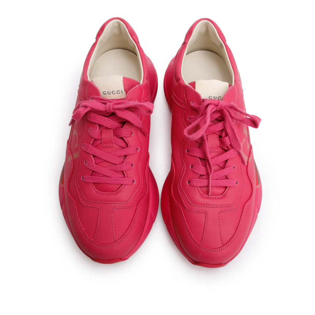 Pink Leather Women's Rhyton Logo Sneakers, Size 39 w/ Box