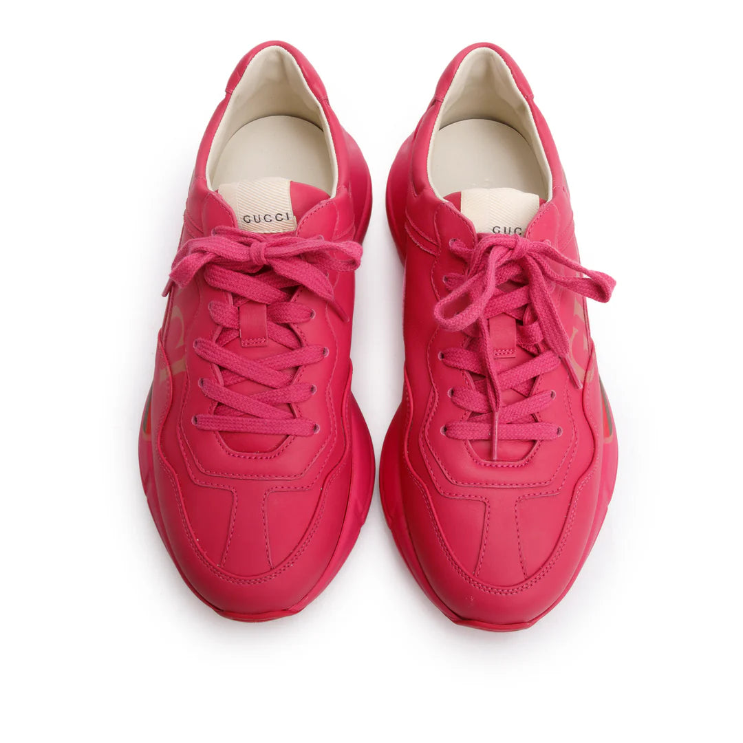 Pink Leather Women's Rhyton Logo Sneakers, Size 39 w/ Box