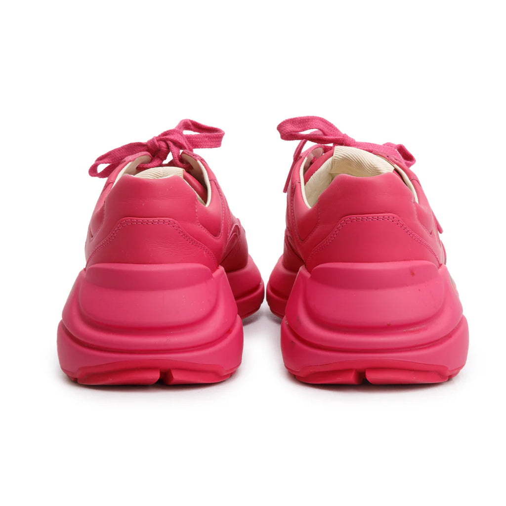 Pink Leather Women's Rhyton Logo Sneakers, Size 39 w/ Box