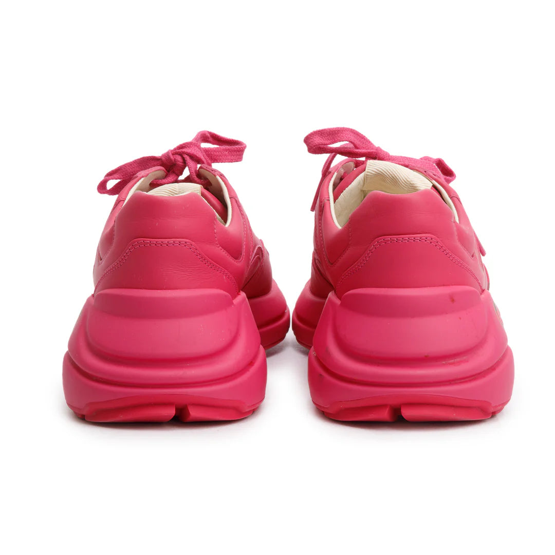 Pink Leather Women's Rhyton Logo Sneakers, Size 39 w/ Box