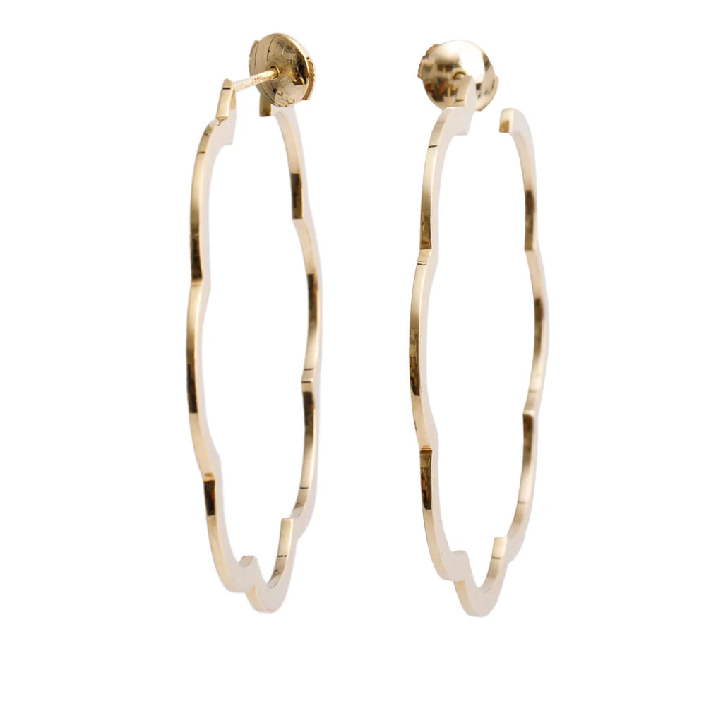 18k Yellow Gold Large Profil de Camelia Hoop Earrings Coeur Cult Core