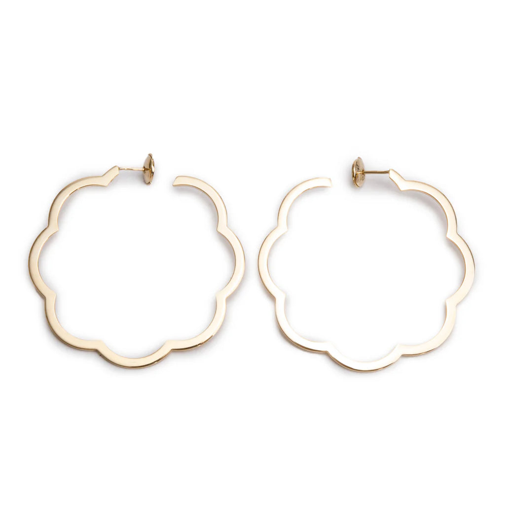 18k Yellow Gold Large Profil de Camelia Hoop Earrings Coeur Cult Core