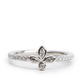 Platinum Diamond Fleur de Lis Ring, Size 5 w/ Box Coeur Cult Core