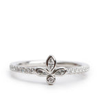 Platinum Diamond Fleur de Lis Ring, Size 5 w/ Box Coeur Cult Core