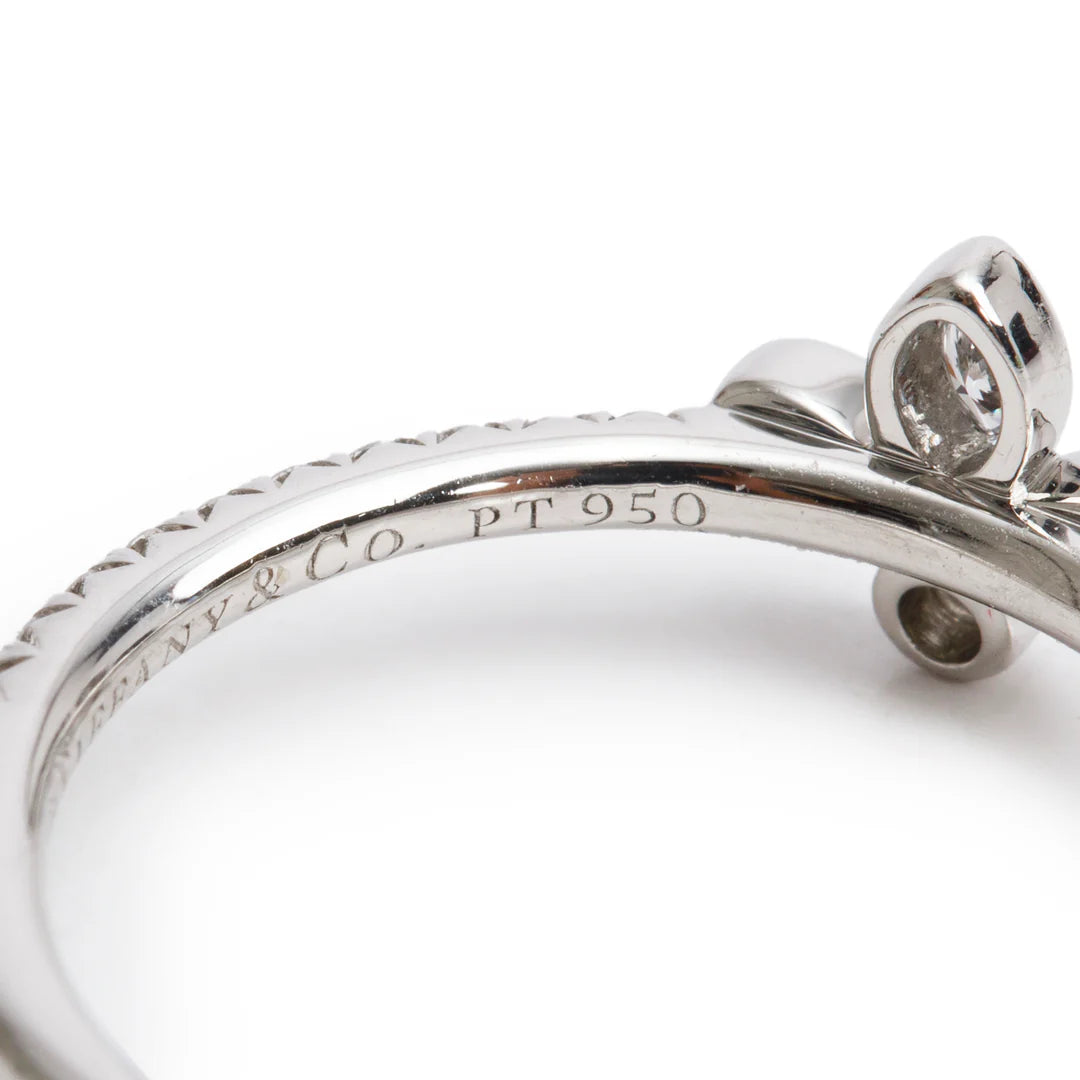Platinum Diamond Fleur de Lis Ring, Size 5 w/ Box Coeur Cult Core