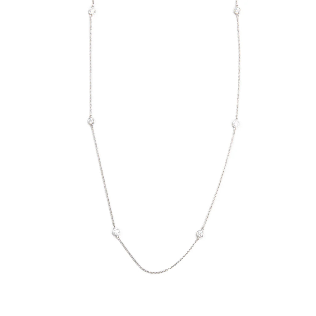 Elsa Peretti Platinum 0.60 tcw. Diamonds by the Yard Necklace w/ Box Coeur Cult Core