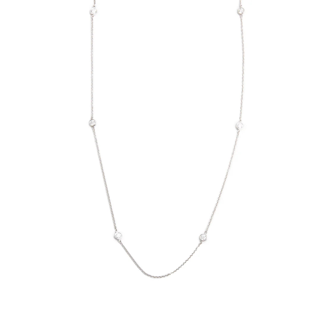Elsa Peretti Platinum 0.60 tcw. Diamonds by the Yard Necklace w/ Box Coeur Cult Core