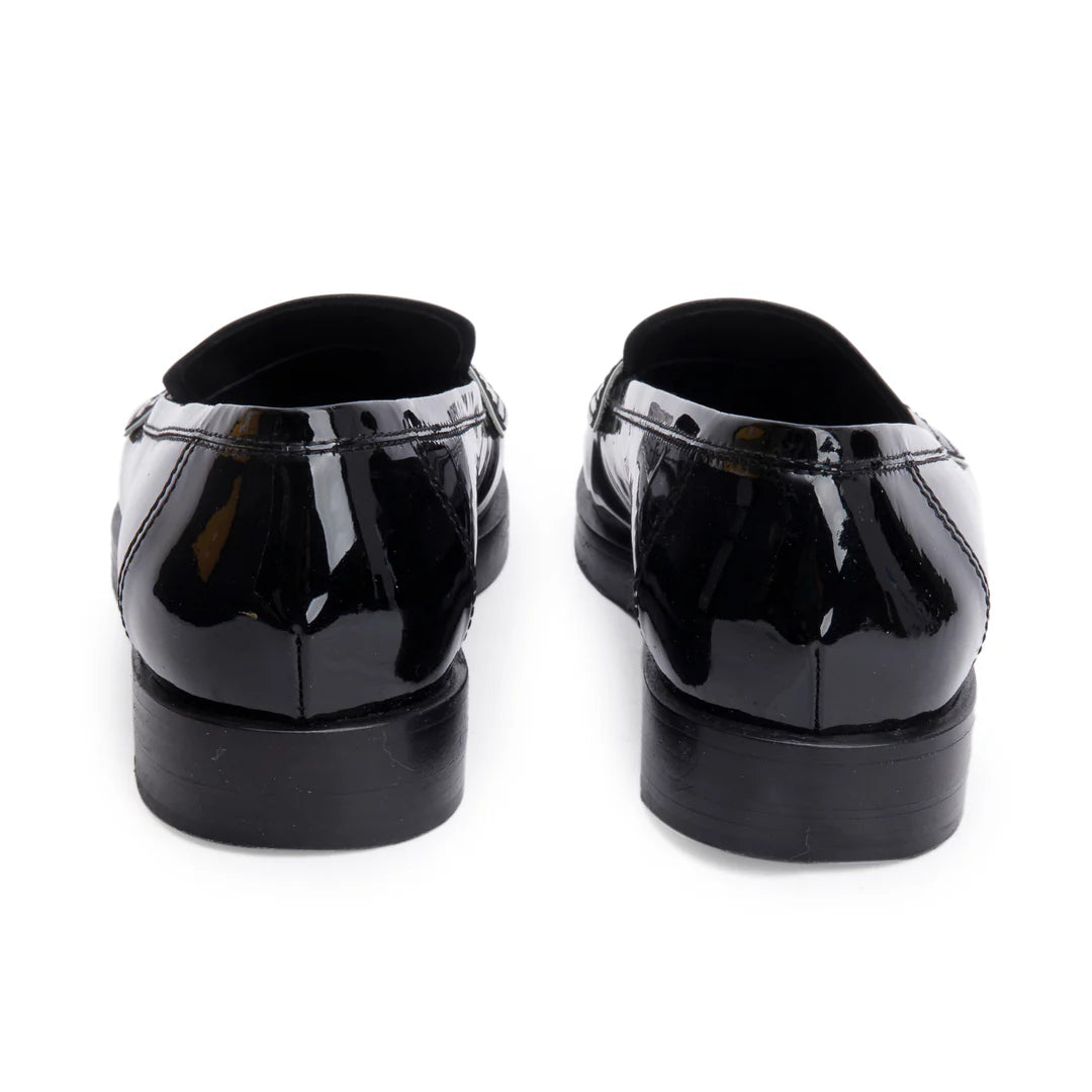 Black Patent Leather CC Logo Loafer, Size 40