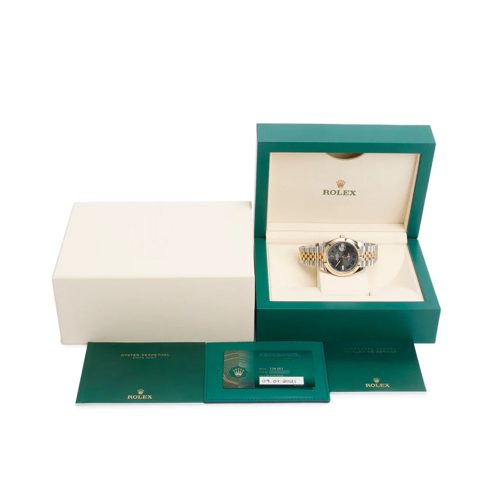 2021 Stainless Steel &amp; 18k Yellow Gold Oyster Perpetual Datejust 41 MM Watch Wimbledon Dial 126303 w/ Box &amp; Papers