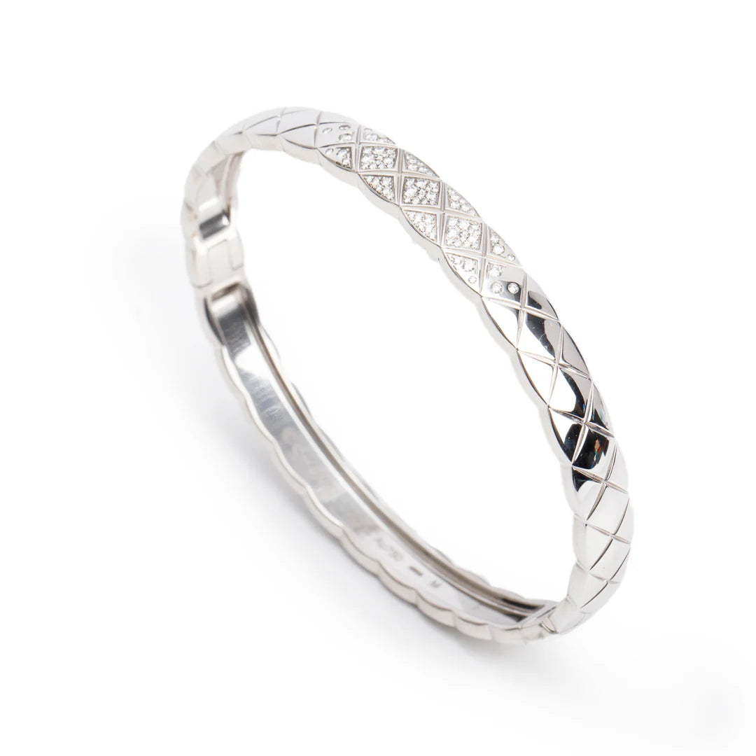 18k White Gold Diamond Coco Crush Bracelet, Size M w/ Box &amp; Certificate Coeur Cult Core