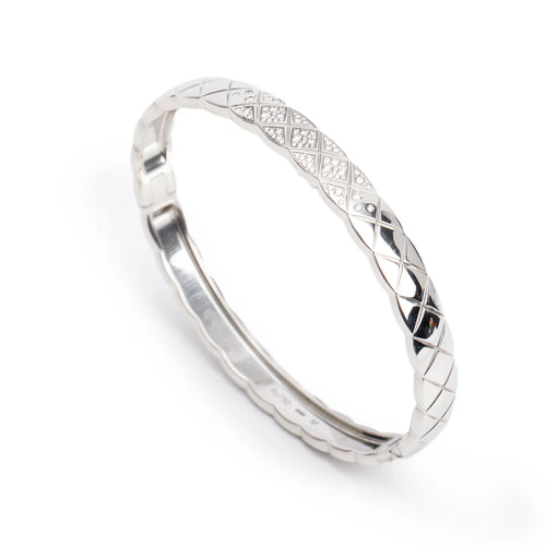 18k White Gold Diamond Coco Crush Bracelet, Size M w/ Box &amp; Certificate Coeur Cult Core