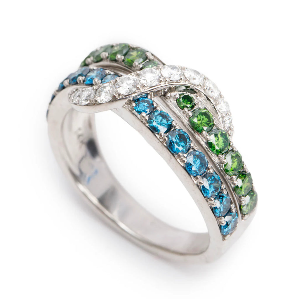 Effy 14k White Gold Multicolor Diamond Ring, Size 7 Coeur Cult Core