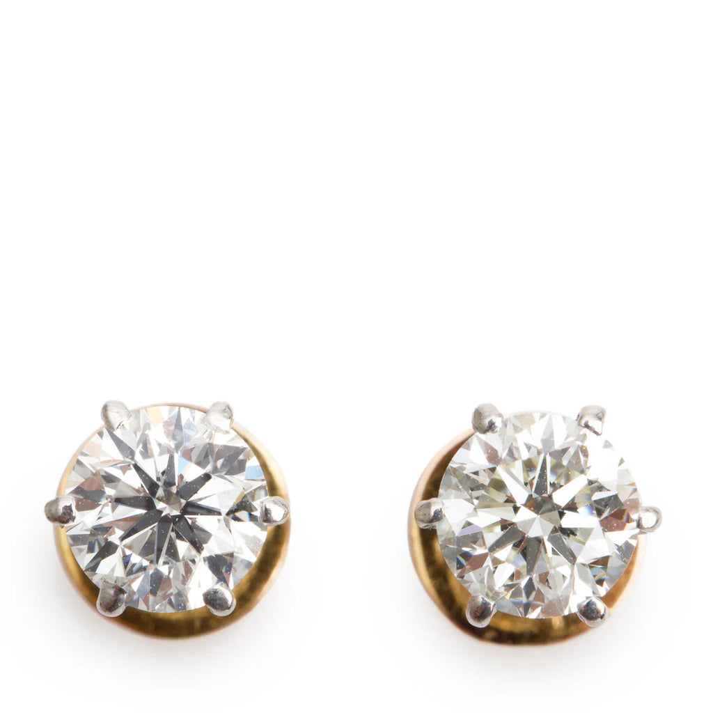 18k Yellow Gold 1.84 tcw. Diamond Stud Earrings Coeur Cult Core