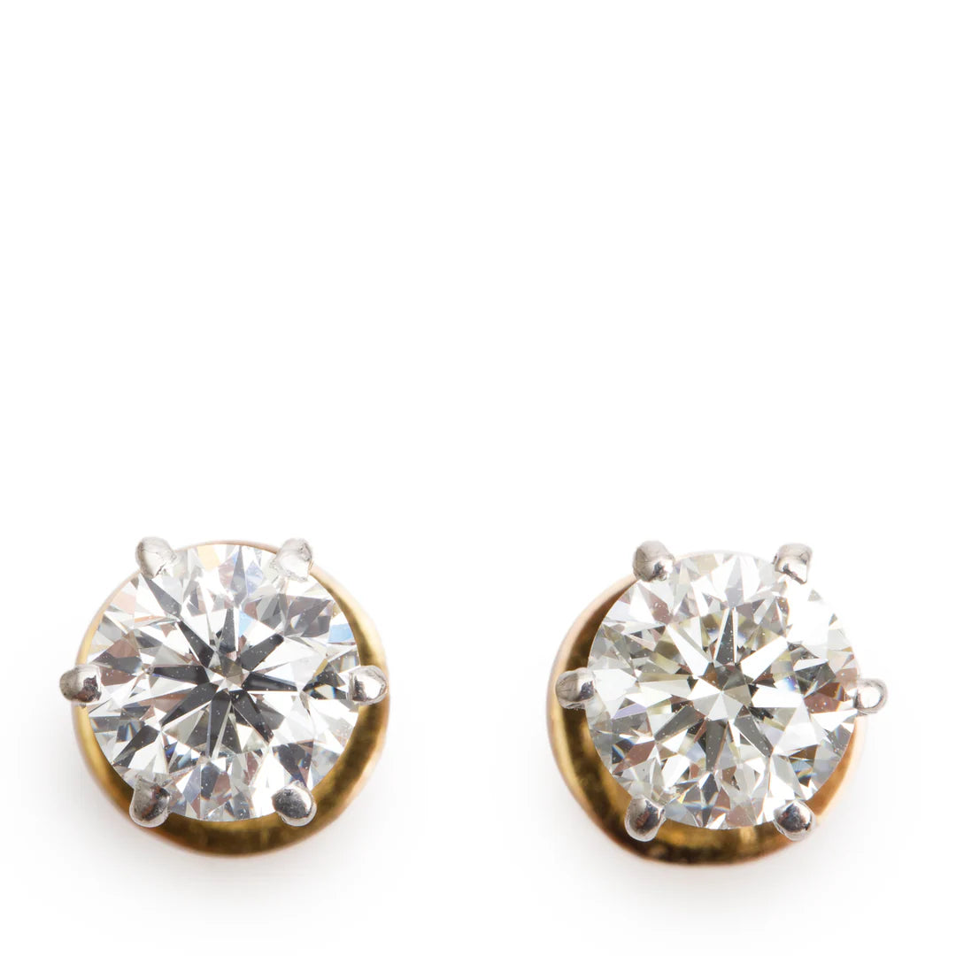 18k Yellow Gold 1.84 tcw. Diamond Stud Earrings Coeur Cult Core