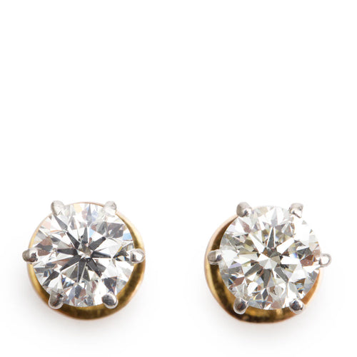 18k Yellow Gold 1.84 tcw. Diamond Stud Earrings Coeur Cult Core