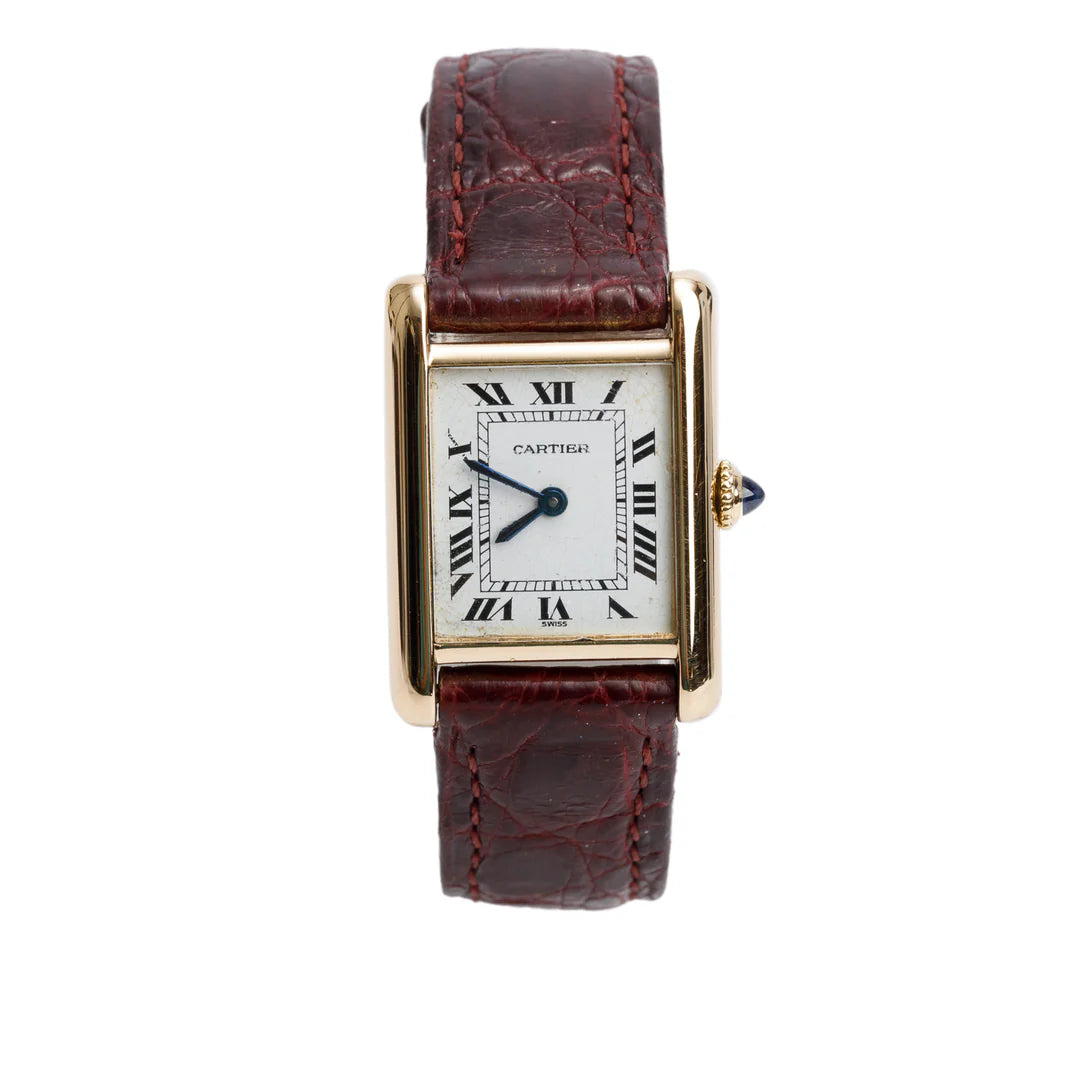 Vintage 18k Yellow Gold Tank Louis Manual Watch, Small Model