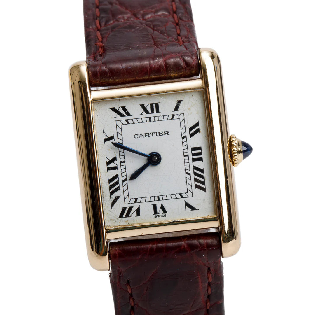 Vintage 18k Yellow Gold Tank Louis Manual Watch, Small Model