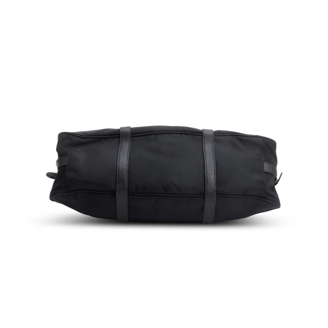 Prada Black Nylon Tessuto Soft Calf Handle Bag